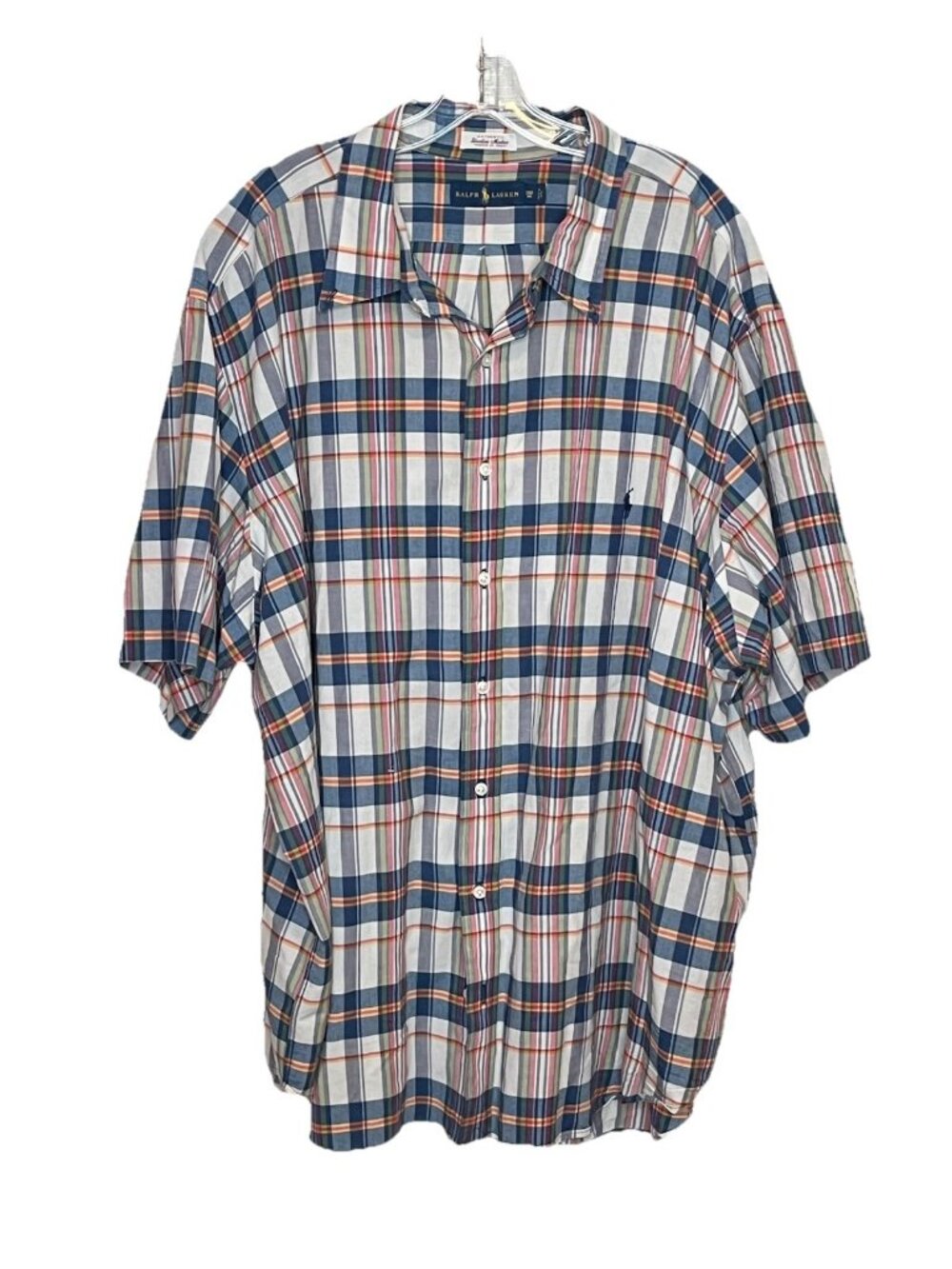 Polo Ralph Lauren 3XB Big Mens Bleeeding Madras Plaid Shirt India Pony Preppy